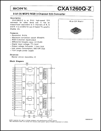 CXA1260Q-Z datasheet: 8bit 35MSPS RGB 3-Channel D/A Converter CXA1260Q-Z