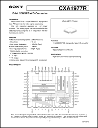 CXA1977R datasheet: 10-bit 20MSPS A/D Converter CXA1977R