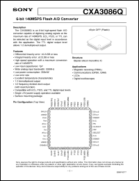 CXA3086Q datasheet: 6-bit 140MSPS Flash A/D Converter CXA3086Q