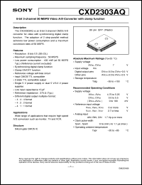 CXD2303AQ datasheet: 8-bit 3-channel 50 MSPS Video A/D Converterwith clamp function CXD2303AQ