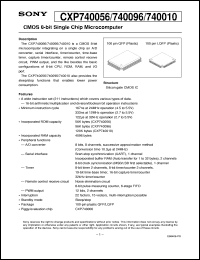 CXP740056 datasheet: CMOS 8-bit Single Chip Microcomputer CXP740056