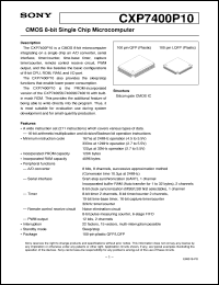 CXP7400P10 datasheet: CMOS 8-bit Single Chip Microcomputer CXP7400P10