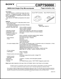 CXP750000 datasheet: CMOS 8-bit Single Chip Microcomputer CXP750000