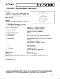 CXP81100 datasheet: CMOS 8-bit Single Chip Microcomputer CXP81100