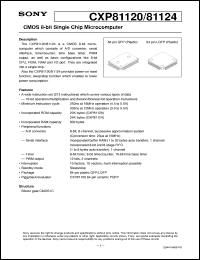 CXP81120 datasheet: CMOS 8-bit Single Chip Microcomputer CXP81120