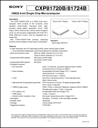 CXP81720B datasheet: CMOS 8-bit Single Chip Microcomputer CXP81720B