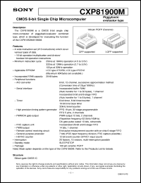 CXP81900M datasheet: CMOS 8-bit Single Chip Microcomputer CXP81900M