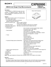 CXP82000 datasheet: CMOS 8-bit Single Chip MicrocomputerPiggyback/evaluator type CXP82000