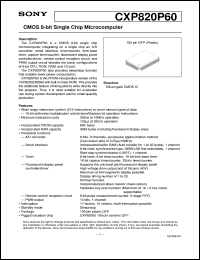 CXP820P60 datasheet: CMOS 8-bit Single Chip Microcomputer CXP820P60