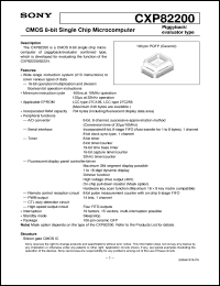 CXP82200 datasheet: CMOS 8-bit Single Chip Microcomputer Piggyback/evaluator type CXP82200