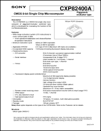 CXP82400A datasheet: CMOS 8-bit Single Chip Microcomputer Piggyback/evaluator type CXP82400A