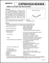 CXP82432A datasheet: CMOS 8-bit Single Chip Microcomputer CXP82432A