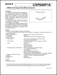 CXP826P16 datasheet: CMOS 8-bit Single Chip Microcomputer CXP826P16