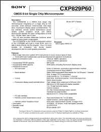 CXP829P60 datasheet: CMOS 8-bit Single Chip Microcomputer CXP829P60