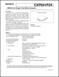 CXP841P24 datasheet: CMOS 8-bit Single Chip Microcomputer CXP841P24