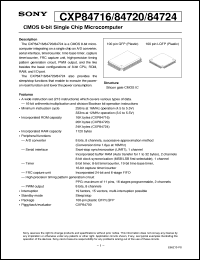 CXP84716 datasheet: CMOS 8-bit Single Chip Microcomputer CXP84716