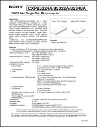 CXP85324A datasheet: CMOS 8-bit Single Chip Microcomputer CXP85324A