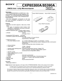 CXP85390A datasheet: CMOS 8-bit 1-chip Microcomputer (Piggyback/evaluator type) CXP85390A