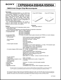 CXP85840A datasheet: CMOS 8-bit Single Chip Microcomputer CXP85840A