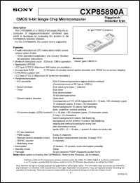 CXP85890A datasheet: CMOS 8-bit Single Chip Microcomputer CXP85890A