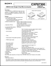 CXP87300 datasheet: CMOS 8-bit Single Chip Microcomputer Piggyback/evaluator type CXP87300