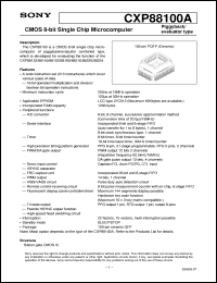 CXP88100A datasheet: CMOS 8-bit Single Chip Microcomputer CXP88100A