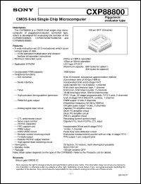 CXP88800 datasheet: CMOS 8-bit Single Chip Microcomputer (Piggyback/evaluator type) CXP88800