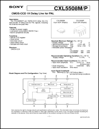 CXL5508M datasheet: CMOS-CCD 1H Delay Line for PAL CXL5508M