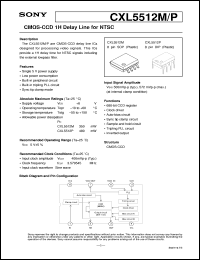 CXL5512M datasheet: CMOS-CCD 1H Delay Line for NTSC CXL5512M