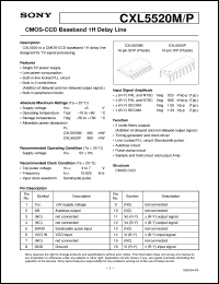 CXL5520M datasheet: CMOS-CCD Baseband 1H Delay Line CXL5520M