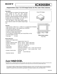 ICX055BK datasheet: Diagonal 6mm(Type 1/3)CCD Image Sensor for PALColor Video Cameras ICX055BK