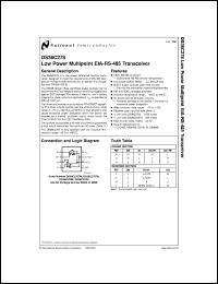 DS36C278TN datasheet: Low Power Multipoint TIA/EIA-485 Transceiver DS36C278TN