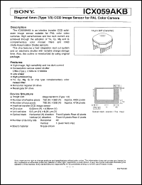 ICX059AKB datasheet: Diagonal 6mm(Type 1/3)CCD Image Sensor for PALColor Camera ICX059AKB