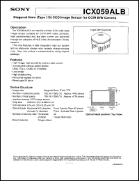 ICX059ALB datasheet: Diagonal 6mm(Type 1/3)CCD Image Sensor for CCIRB/W Camera ICX059ALB