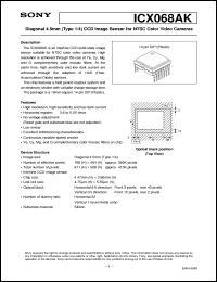ICX068AK datasheet: Diagonal 4.5mm(Type 1/4)CCD Image Sensor for NTSCColor Video Cameras ICX068AK