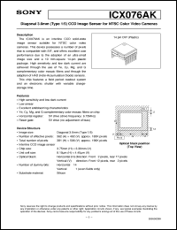 ICX076AK datasheet: Diagonal 3.6mm(Type 1/5)CCD Image Sensor for NTSCColor Video Cameras ICX076AK