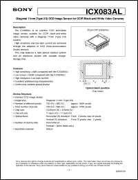 ICX083AL datasheet: Diagonal 11mm(Type 2/3)CCD Image Sensor for CCIRBlack-and-White Video Cameras ICX083AL