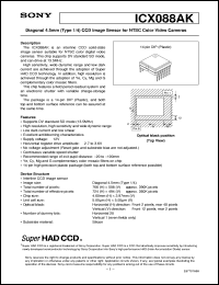 ICX088AK datasheet: Diagonal 4.5mm(Type 1/4)CCD Image Sensor for NTSCColor Video Cameras ICX088AK