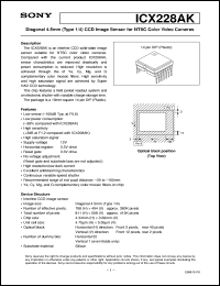 ICX228AK datasheet: Diagonal 4.5mm(Type 1/4) CCD Image Sensor for NTSCColor Video Cameras ICX228AK