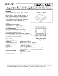 ICX239AKE datasheet: Diagonal 3mm(Type 1/6) CCD Image Sensor for PALColor Cameras ICX239AKE
