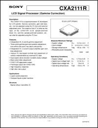 CXA2111R datasheet: LCD Signal Processor(Gamma Correction) CXA2111R