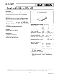 CXA2504N datasheet: Sample-and-Hold Driver IC for LCD CXA2504N