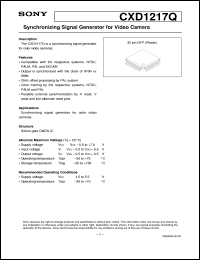 CXD1217Q datasheet: Synchronizing Signal Generator for Video Camera CXD1217Q