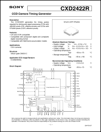 CXD2422R datasheet: CCD Camera Timing Generator CXD2422R