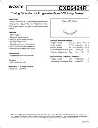 CXD2424R datasheet: Timing Generator for Progressive Scan CCD Image Sensor CXD2424R