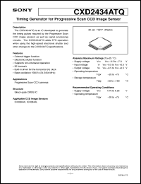 CXD2434ATQ datasheet: Timing Generator for Progressive Scan CCD Image Sensor CXD2434ATQ