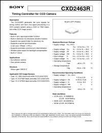 CXD2463R datasheet: Timing Controller for CCD Camera CXD2463R