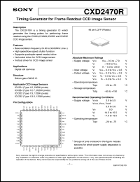CXD2470R datasheet: Timing Generator for Frame Readout CCD ImageSensor CXD2470R