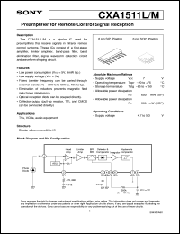 CXA1511L datasheet: Preamplifier for Remote Control Signal Reception CXA1511L
