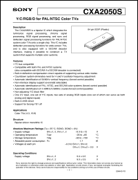 CXA2050S datasheet: Y/C/RGB/D for PAL/NTSC Color TVs CXA2050S